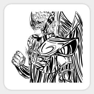 Aioros the Sagittarius saint ecopop anime ink portrait Sticker